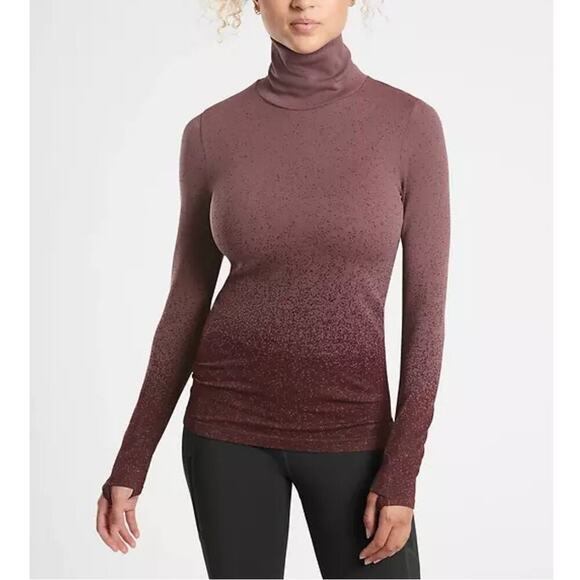 Athleta Flurry Blizzard Gradient Turtleneck Sweater Top Purple Size Small Ribbed - Picture 1 of 10